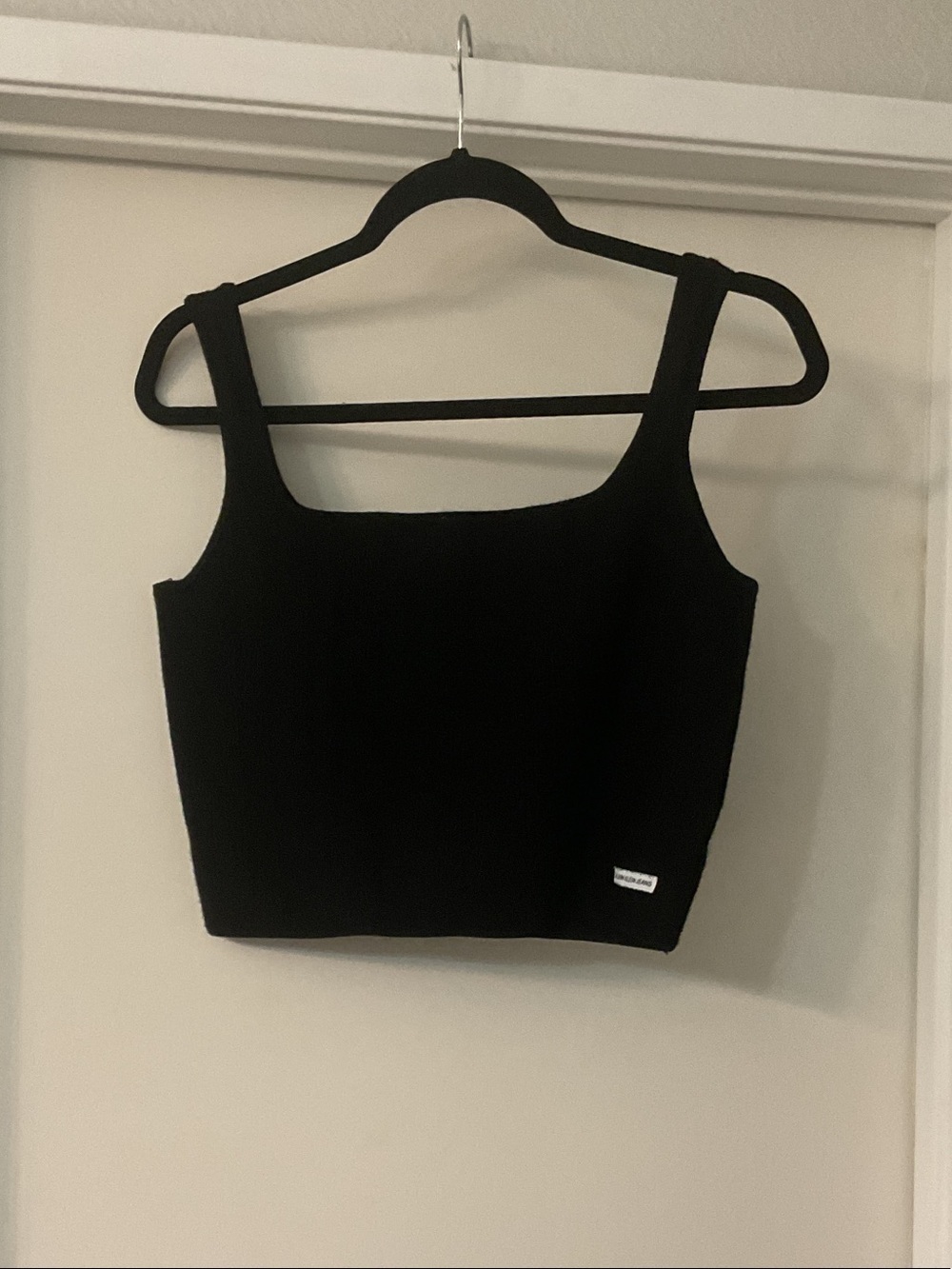 Calvin Klein Black Cropped Square-Neck Tank